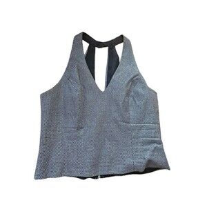 EUC Vintage Cachet Vest Medium Halter Neckline Metallic Rhinestone Zip Size 14